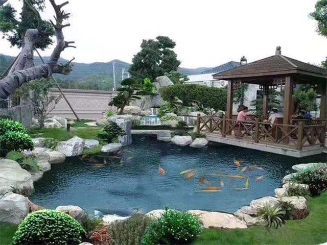 鄂尔多斯庭院鱼池假山设计
