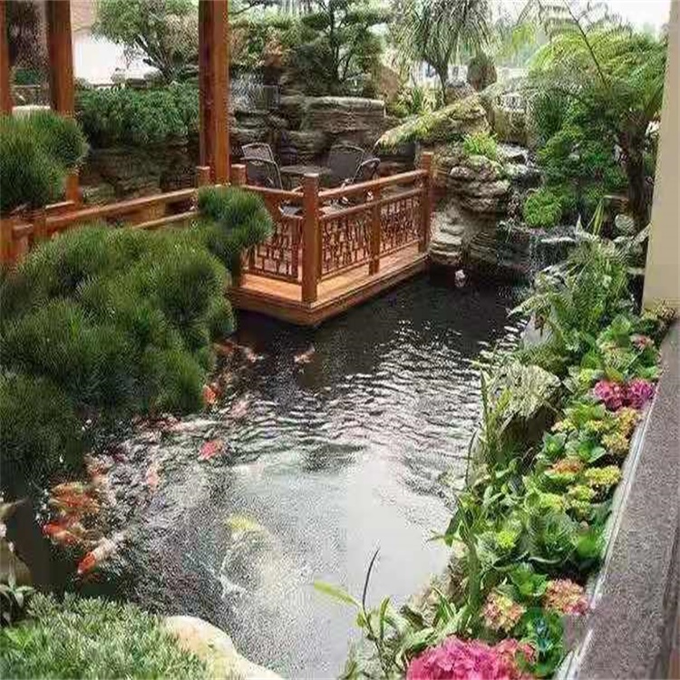 鄂尔多斯庭院设计鱼池假山建造图